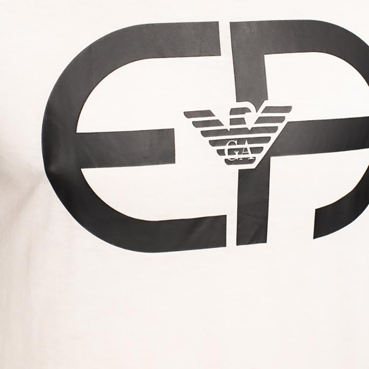 Emporio Armani Однотонная футболка с принтом логотипа, короткий рукав, мужские топы, цвет Off-White, 6K1T74-1JUVZ-0101