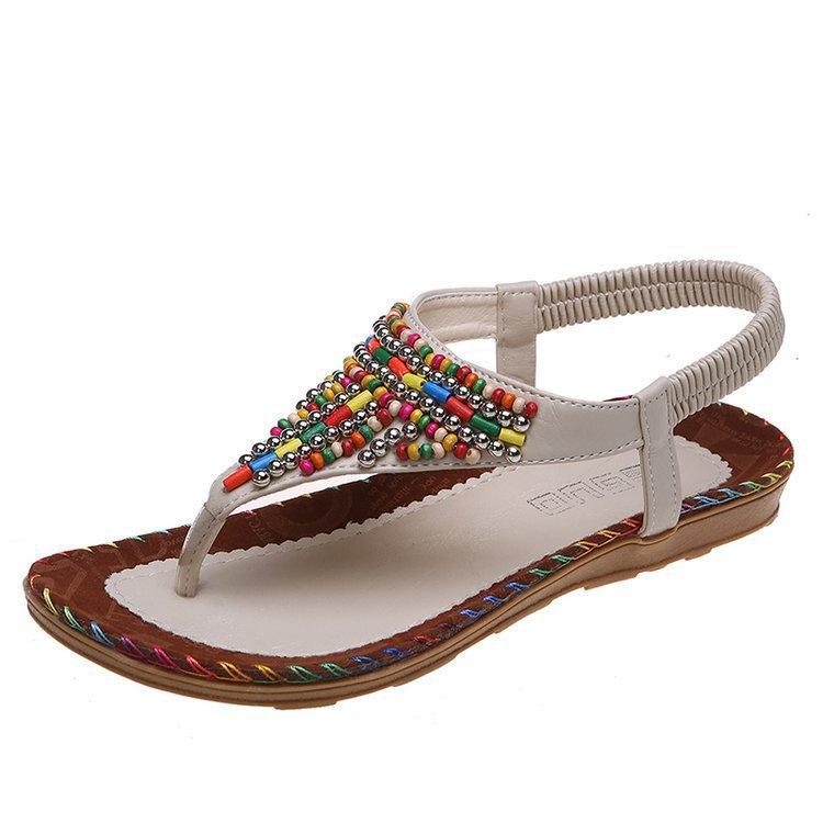 Fashion 2025 Summer New Sandals Women's Flat Toe Water Diamond Herringbone Sandals Large Fashion Shoes for Women Beach Sandals