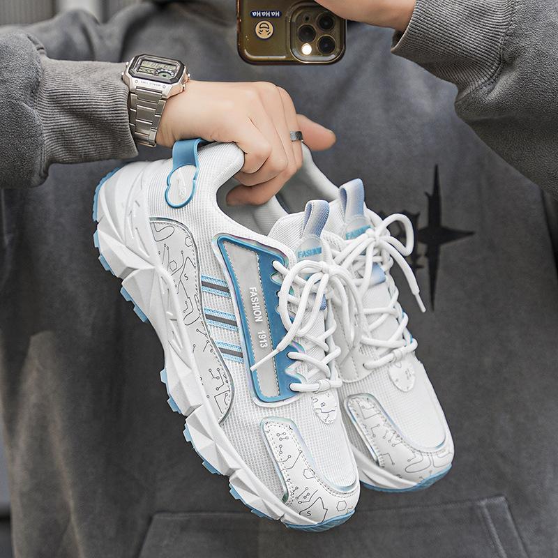 2025 популярная мужская обувь весна и лето новая дышащая сетчатая спортивная повседневная обувь модный тренд платформа папины кроссовки