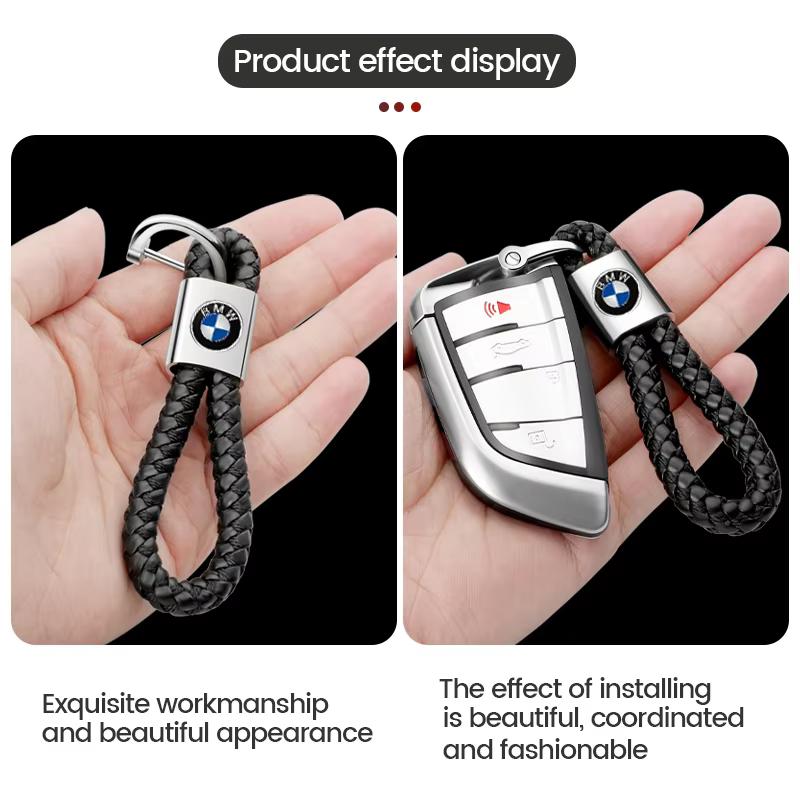 ARTO7 Car Sticker For BMW X1 X3 X5 X6 M3 M5 E90 Special 3D Metal Leather Braided Woven Rope Keychain Car Styling Pendant Accessories