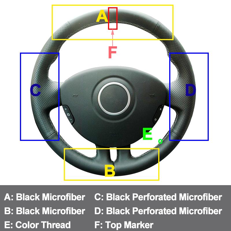 Новая DIY Ручная Сшитая Кожаная Накладка на Руль Для Renault Clio 2005-2012 черная Микрофибра Кожа Индивидуальные Аксессуары
