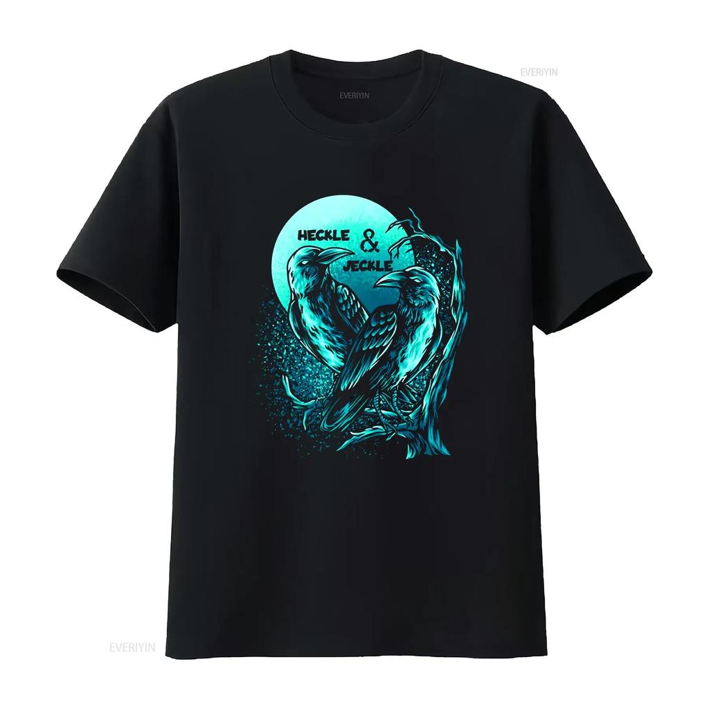 NWT Heckle Jeckle Moon Art Night T Shirt vintage Washed streetwear Comfortable Versatile designer clothes Top For Everyday Wear