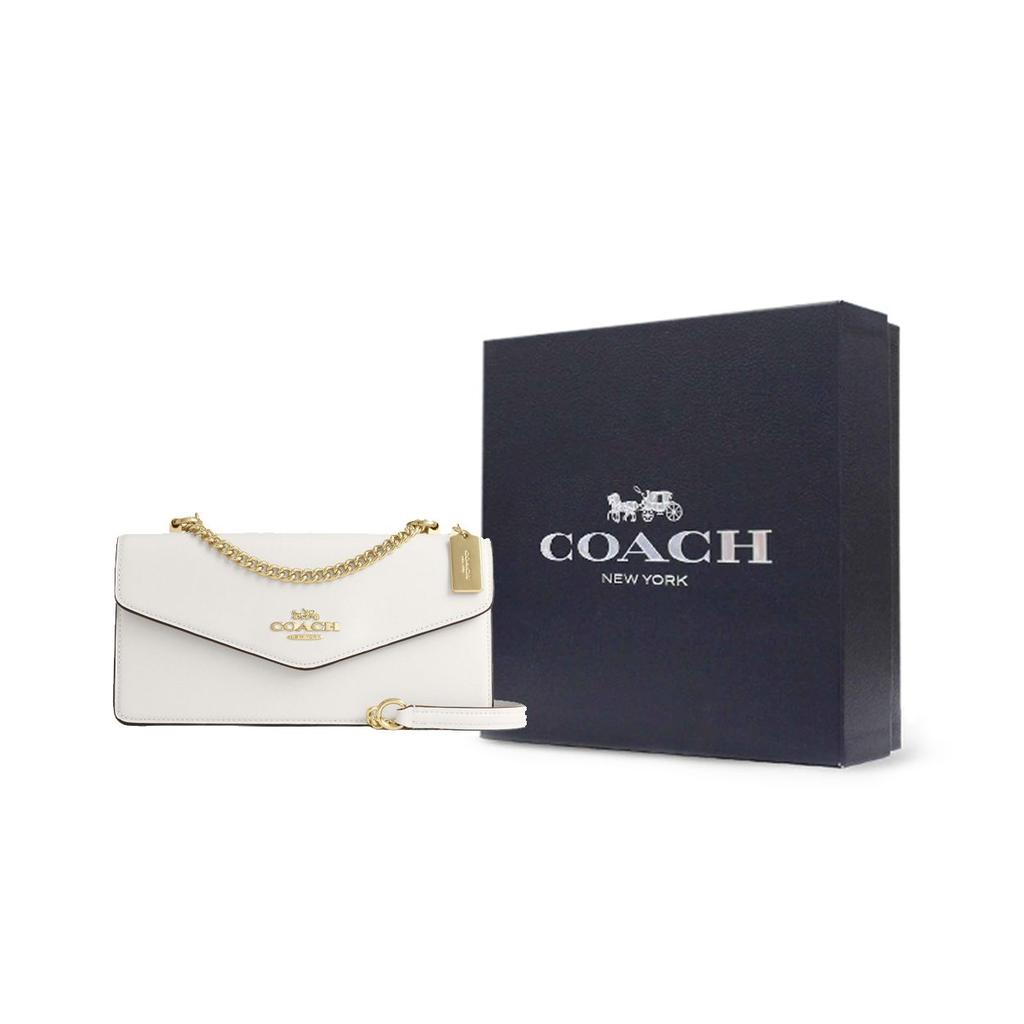 Coach Klare 26 Бренд Микро Логотип Цепочка Ремень через плечо Кожаная Сумка-конверт Женская Сумка через плечо Меловой-Белый CBI98-IMCHK