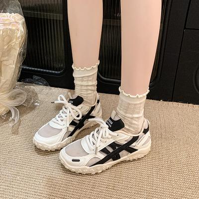 Сетчатые дышащие повседневные туфли женские 2025 лето и осень универсальные на платформе белые туфли студенческие для бега спортивные для моральной подготовки