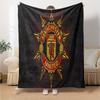 Flaming Manchester Crest Flannel Blanket, Soft Polyester, Modern Design, All-Season for Camping, Travel, Gifts for holidays or birthdays