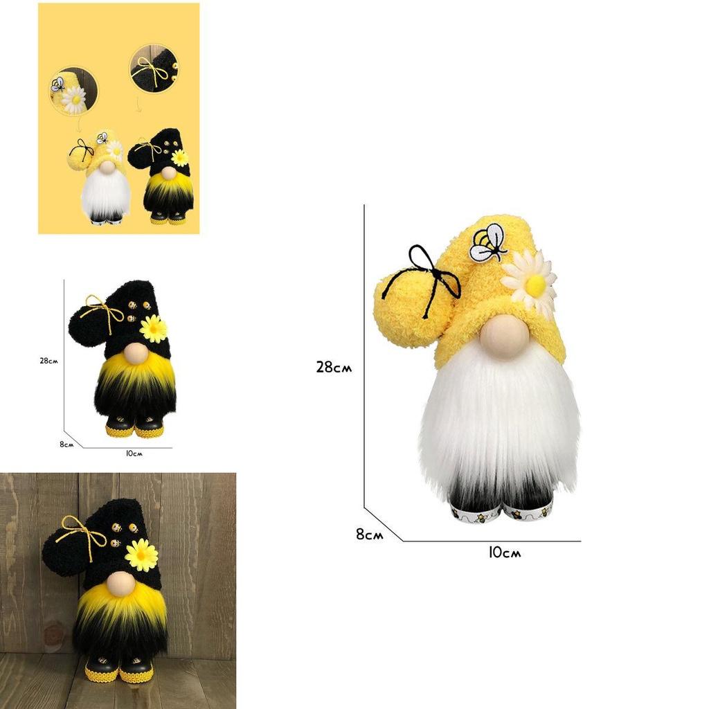 Bumble Bee Nordic Gnome Gonk Tomte Sunflower Plush Doll Ornament Decor Adorable Size With Black Yellow Colors