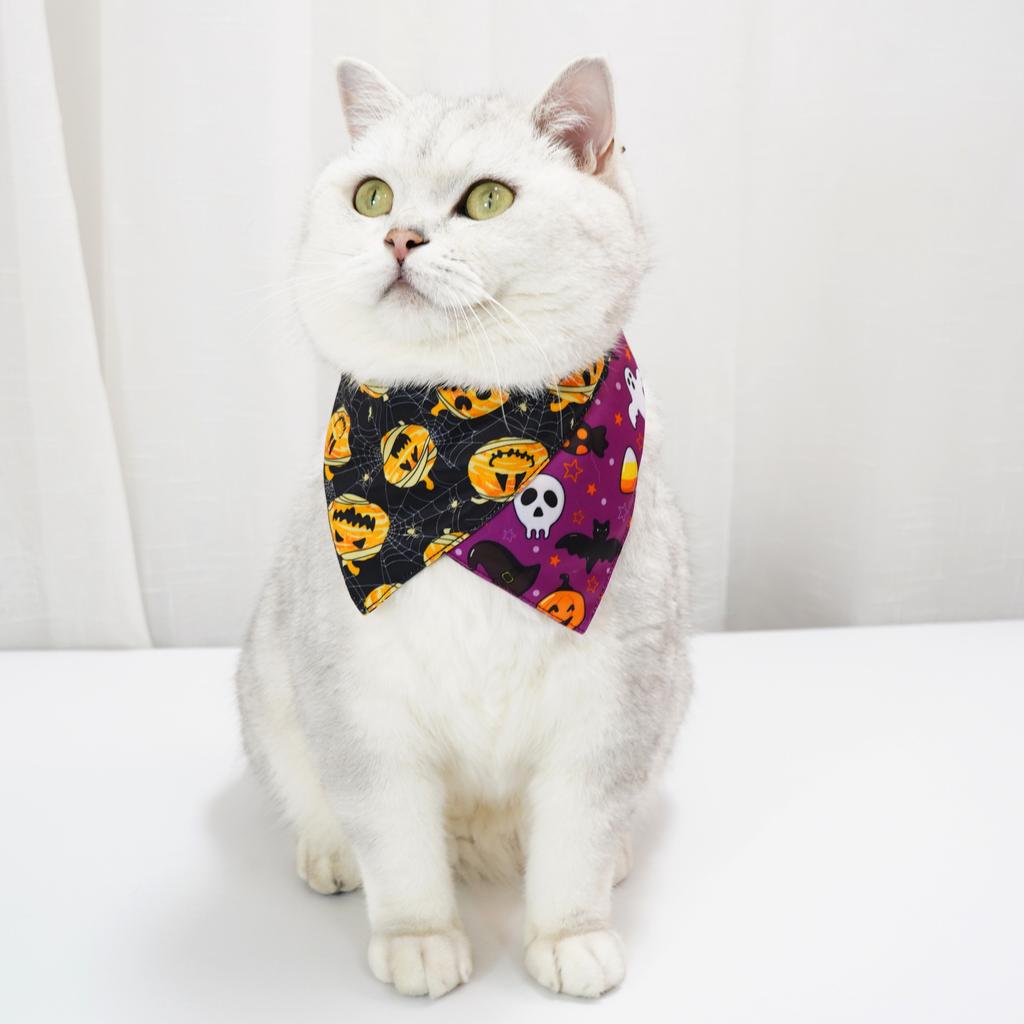 Halloween Pet Bandana Bib Polyester Triangle Scarf for Cats Dogs Fashion Accessory Holiday Costume Dress Up