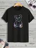 Teddy Bear Print T-Shirt for Unisex's Casual Crew Neck Short-Sleeve Fashion Summer T-Shirts Tops, Regular and Oversize Tees