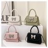 Spring Fashion Retro Butterfly Knot Shoulder Bag Street Style Pu Handbag Black White Pink Green