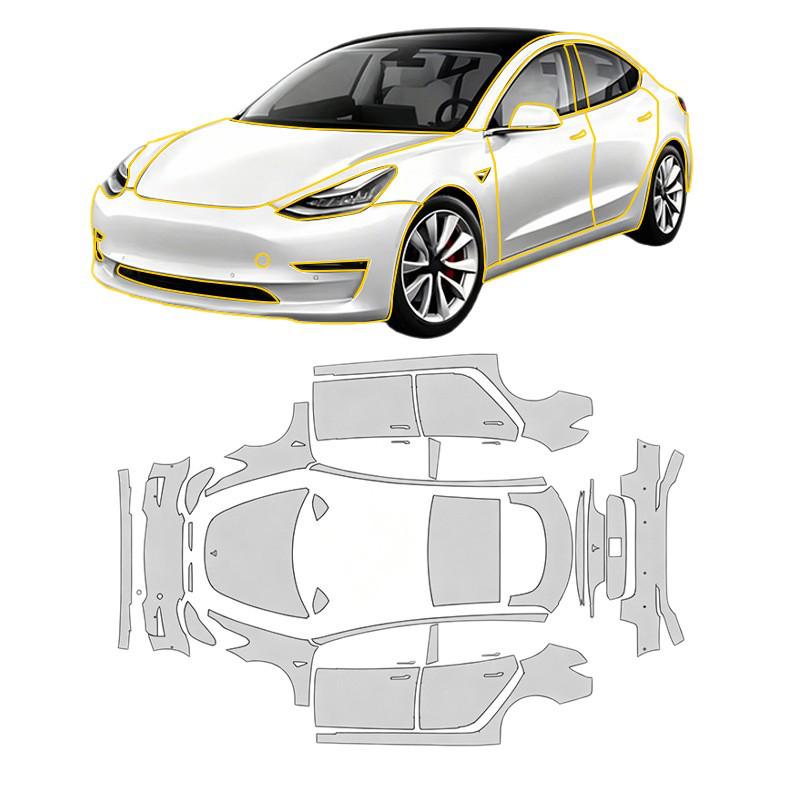 Индивидуальная матовая прозрачная пленка из ТПУ для Model 3 2018-2023 гг. - Самовосстанавливающаяся и точно вырезанная