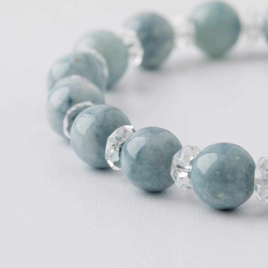 15cm Itoigawa Natural Jadeite Bracelet with Blue and Quartz a Beautiful Japanese National Stone and Jomon Power Stone Jadeite Workshop Special