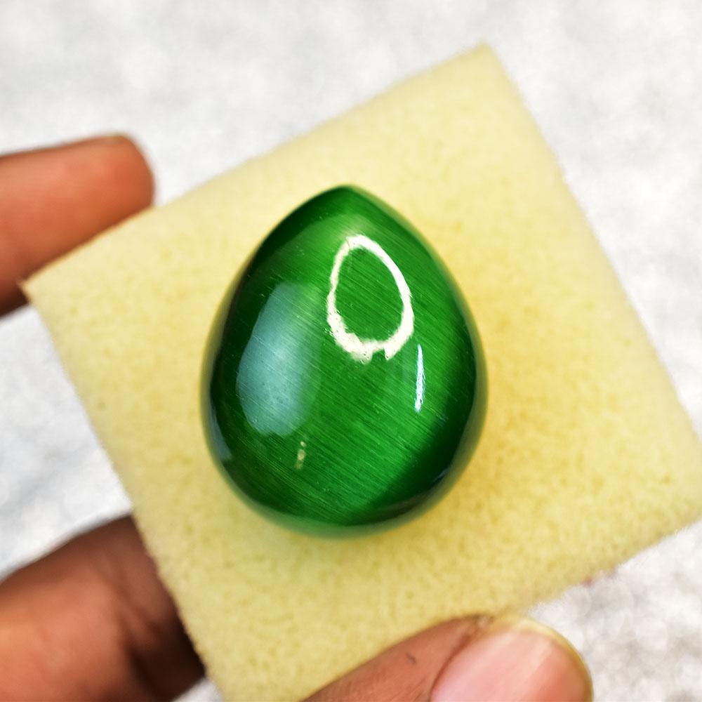 95.15 Ct Pear Cabochon Shape Green Cat's Eye NATURAL   Loose Gemstone