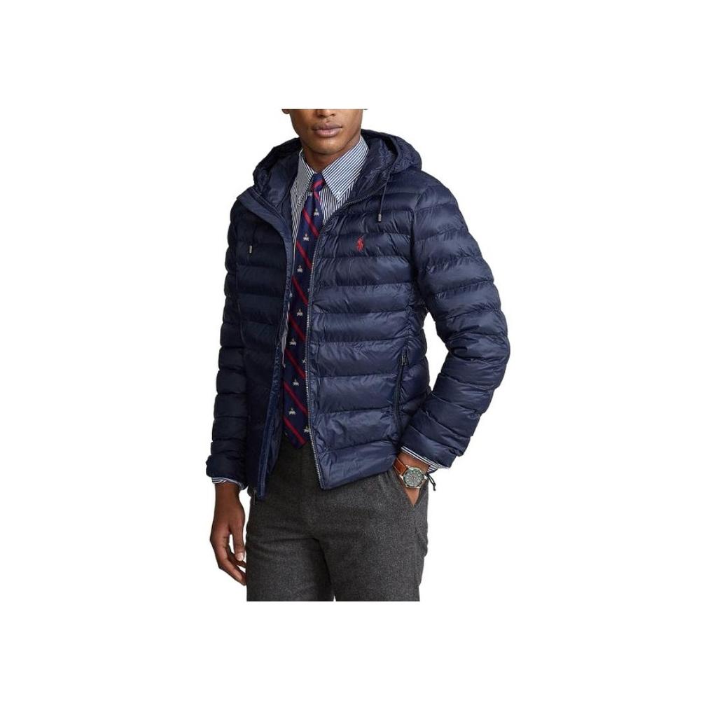 Polo Ralph Lauren Fw23 Solid Logo Embroidered Hooded Zip-Up Long Sleeve Jacket Men Jackets Navy-Blue MNPOOTW16021129-410