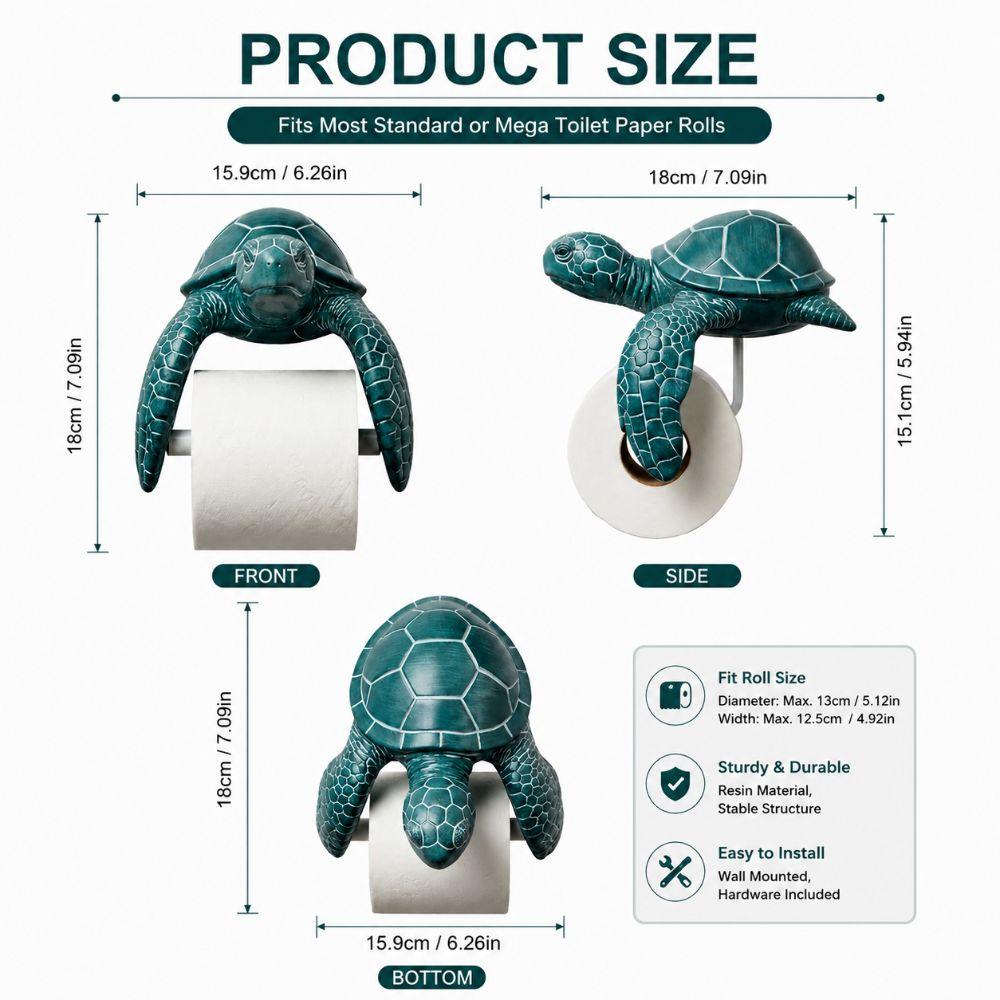 3D Printed Toilet Tissue Holder NO Drilling Roll Holder Turtle Paper Towel Holder Bathroom