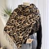 Leopard Winter Warm Scarf Imitation Cashmere Foulard Pashmina Hijabs  for Women Man