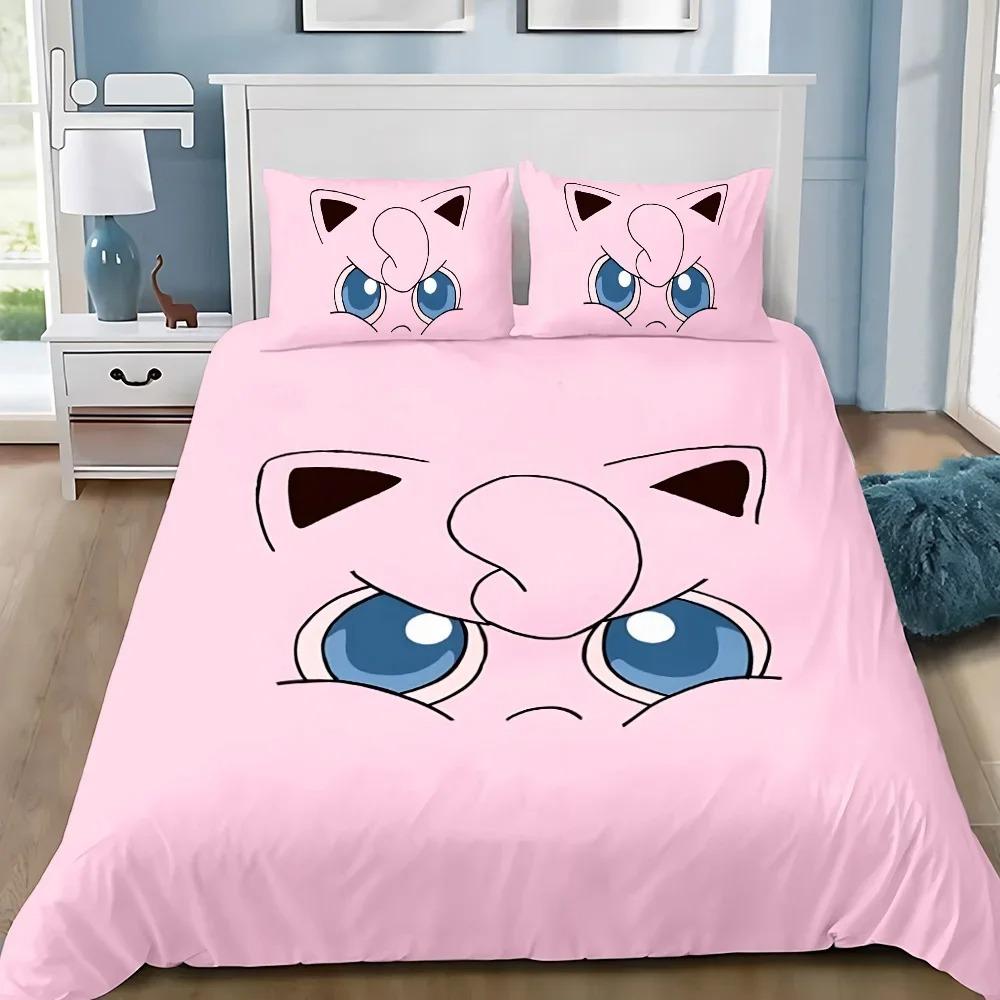 Cartoon Duvet Cover Pillowcase Jigglypuff Bedding Set Adult Boy Girl Bedroom Decoration Children Single Double Large Size