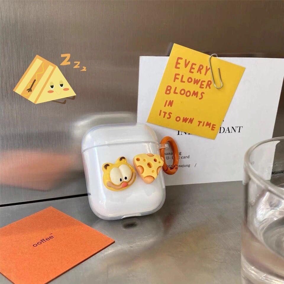 Transparent Cheese Cat Apple Pro 1st Generation Bluetooth Headset Cover for Apple AirPods 1st/11th Generation Cartoon Soft Case
