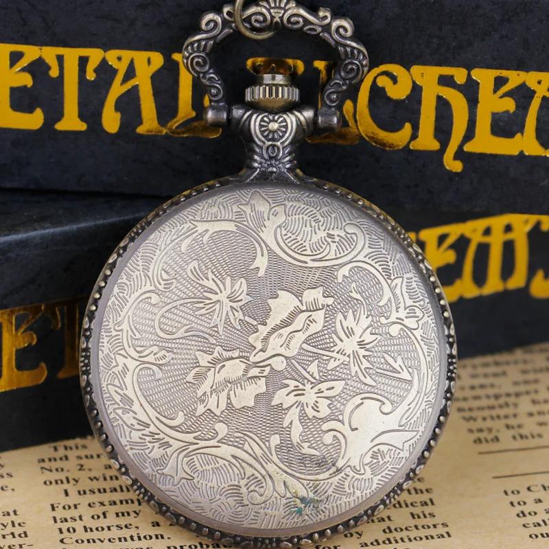 Vintage Eagle Quartz Pocket Watch Simulated Pendant Necklace Fob Chain for Women Men