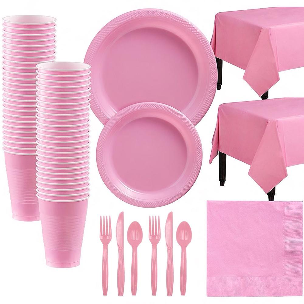 Monochrome Party Set Disposable Plastic Plate Cup Napkin Tableware Birthday Party Christmas Wedding Party