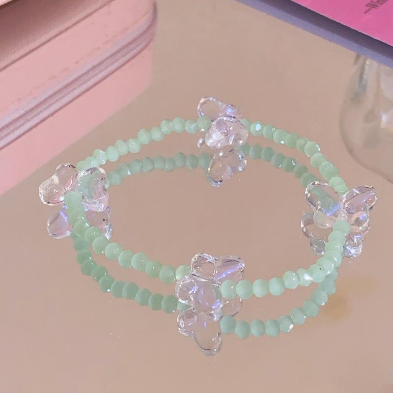 Браслет из эластичного хрусталя с подвеской в виде медведя и звезды-бабочки, глазурованный, легкая роскошь, высокое чувство стиля, милый браслет, универсальное украшение для женщин