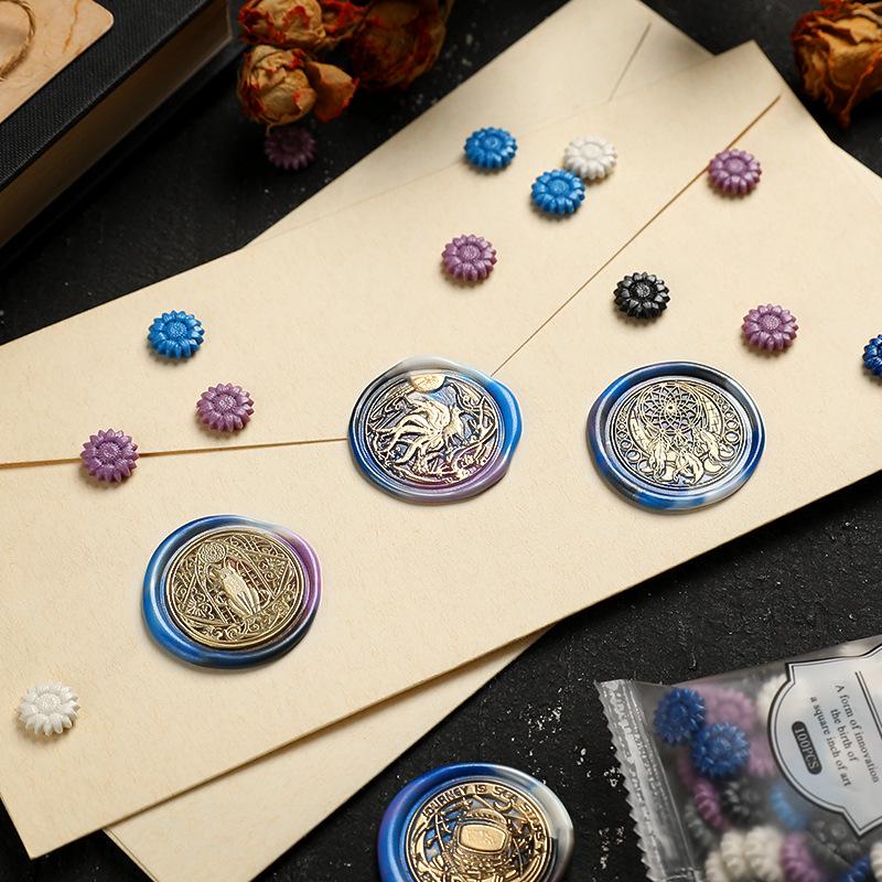 Huidisi Перламутровые Гранулы Сургуча Смешанных Цветов Подсолнух для Штампов