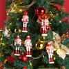 A Set/5pcs Christmas Nutcrackers Puppet Pendant Solid Wood Handcrafted Ornaments Christmas Decoration Party/Home Cute Pendant