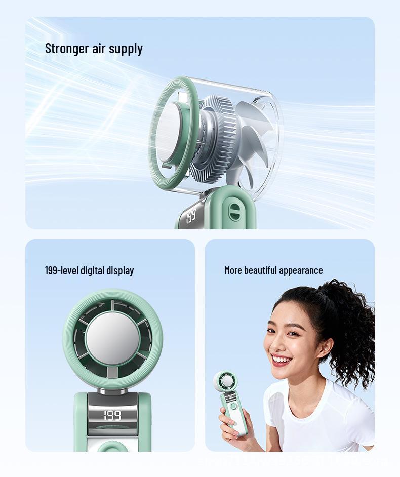 Portable Handheld Fan with Digital Display and Long Battery Life for Cooling