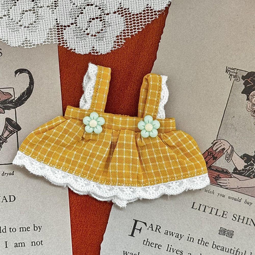 Plaid Doll Dress Up Clothes Cotton Kawaii Mini Doll Skirt Cute Exquisite Doll Skirt  10-15cm Doll
