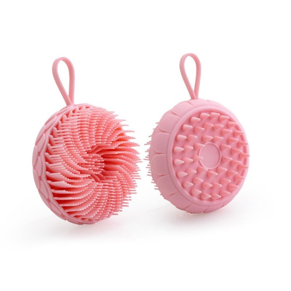 Hair Shower Tool 2 in 1 Silicone Shampoo Brush Double Side Lotus Shape Bath Scalp Massage Brush Handheld Round Shower Brush Spa