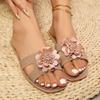 Мода 2025 Лето Высокое качество Открытый носок Женские тапочки Повседневные Цветочные На плоской подошве с сандалиями для улицы Повседневные Пляжные тапочки Zapatos