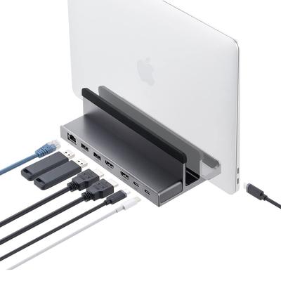 Док-станция Sanwa Direct 6-в-1 Type-C, Двойной экран, 4K HDMI, Настольная, PD, 100 Вт LAN, USB 3.2, Совместима с Mac/Windows, 400-VGA018
