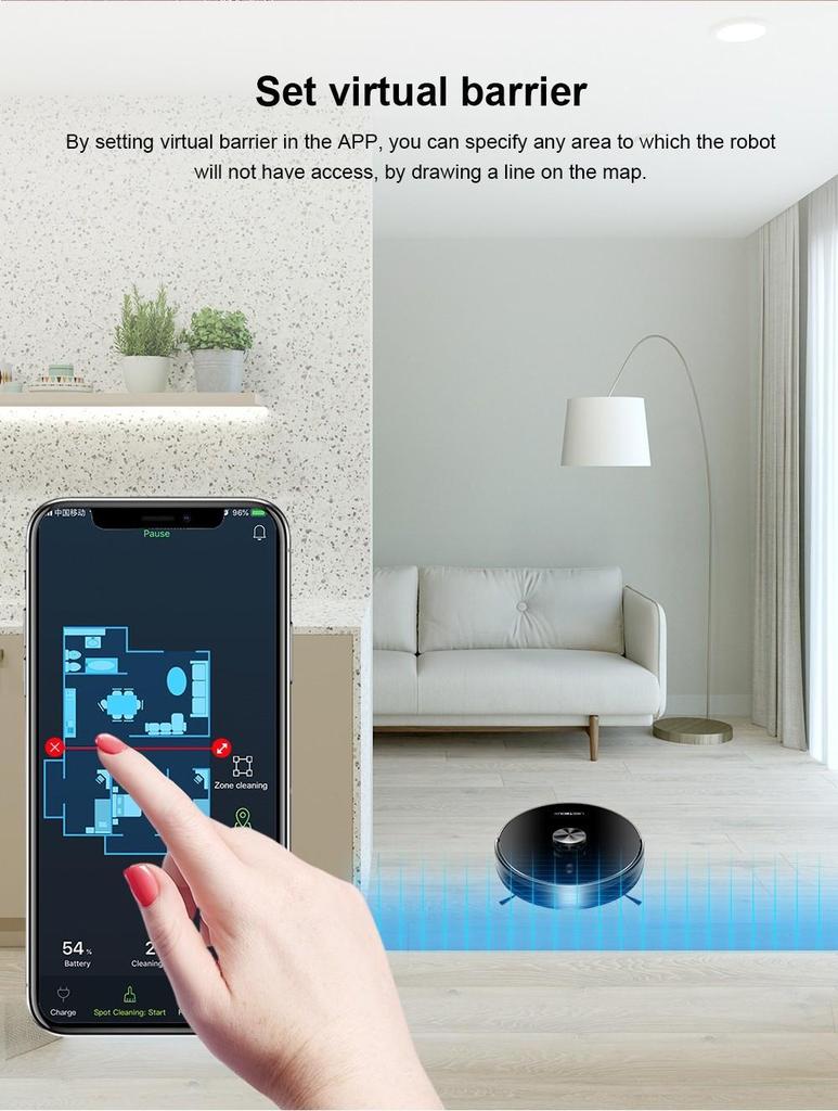 Liectroux X6 Robot Vacuum Cleaner, 6500Pa Suction, LDS Laser Navigation, 235ml Water Tank, 400ml Dustbin, 5 Maps Saved