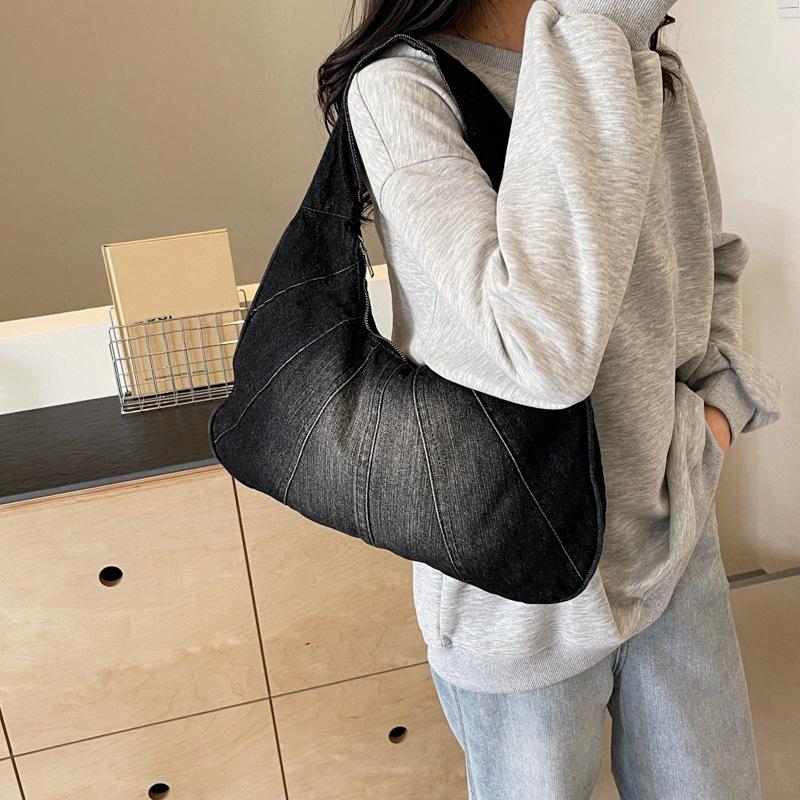 Vintage Denim Women Totes Brand Fashion Causal Shoulder Bag Large Capacity Female Shopper Hobo Armpit Bag CLE