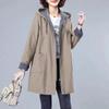 Casual Jacket Windbreaker Women's Mid Length Spring and Autumn Female Pocket Loose Korean Version Hooded Women's Jacket