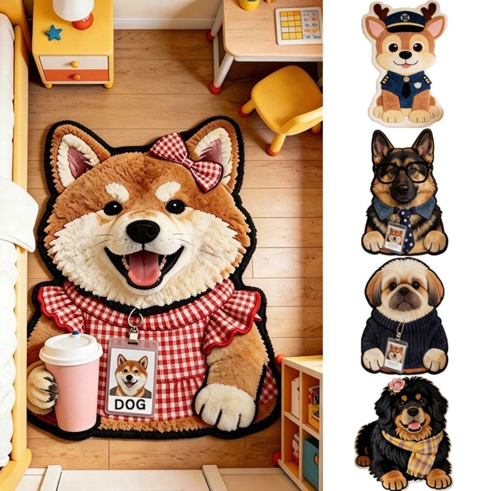 2D Home Decor Carpet Non-Slip Cartoon Carpet Soft Dog-Shaped Area Rug Living Rooms
