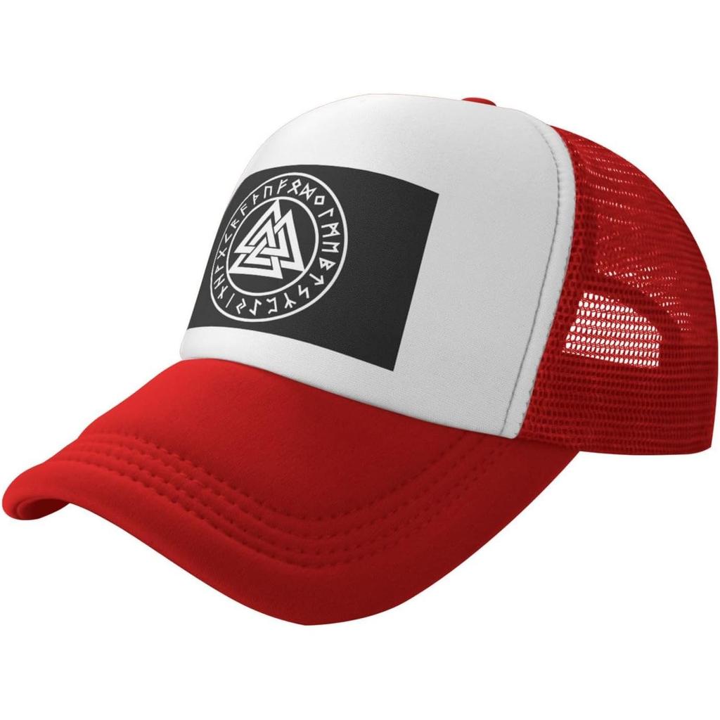Viking Norse Mythology Rune Trucker Hat Breathable Mesh Snapback Cap for Unisex Women Casual Outdoor