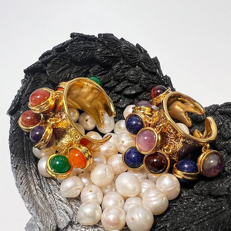 Винтажное натуральное малахитовое стекло с несколькими подвесками, высококачественная бахрома, открытое кольцо, женское свадебное украшение для вечеринки