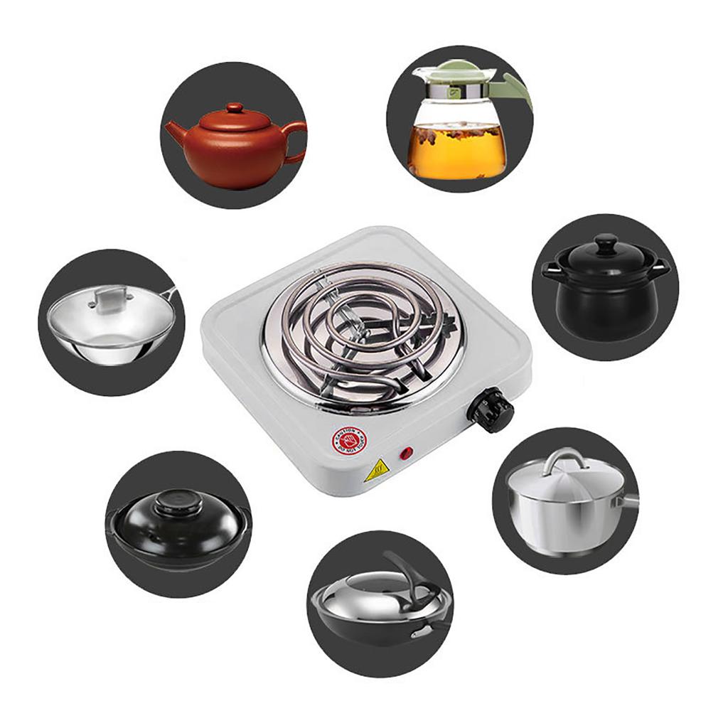 Электрическая одноконфорочная варочная панель 1000 Вт спиральная белая с защитой от перегрева, регулируемая, универсальная, портативная