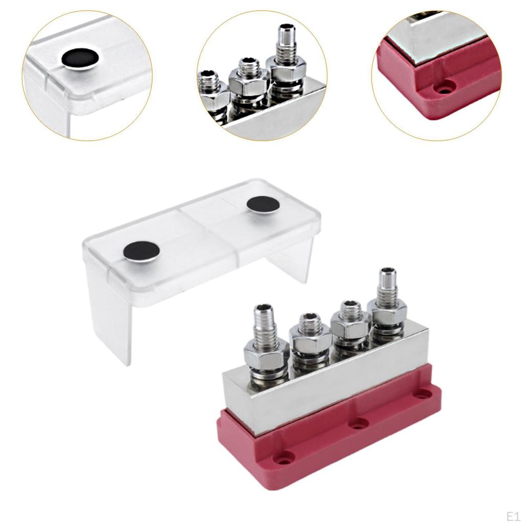 600A Battery Ground Buss Bar Terminal Block for RVs And Cars 12V-48V with Protective Cover