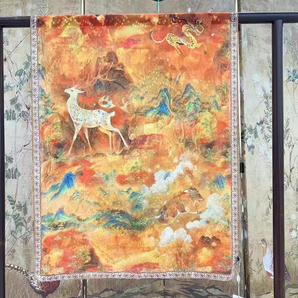 Dunhuang Handmade Flower-Cut Shawl 180 * 70 Fragrant Cloud Yarn Silk Scarf Long Jacquard Single-Sided Scarf Women