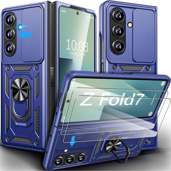 Coque de protection - BOOLING - pour Samsung Galxy Z Fold 7 - Protection caméra coulissante - 2 verres trempés - Antichoc