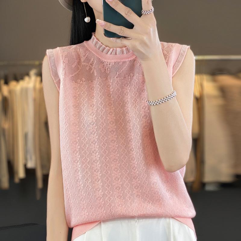 INDFS Women's Fashion Casual Summer Spring Solid Color Print Sleeveless Half Turtleneck Sweaters