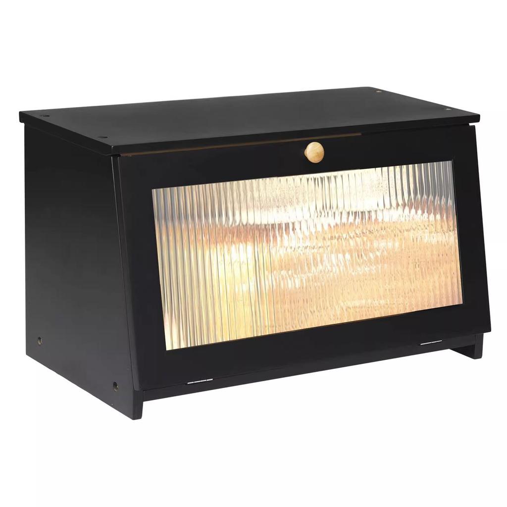 Wooden Bamboo Bread Box with Lid - Kitchen Storage for Bread, Pastry, and Fruits