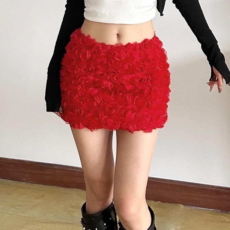 Nightclub Fashion Womens Mini Skirt With 3d Floral Pattern And Stretch Fabric For Casual Wear