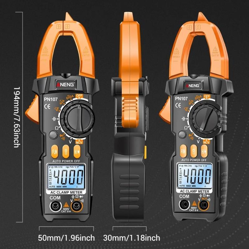 ANENG PN107 Digital Clamp Meter 4000 Counts 600A AC DC Current Voltage Resistance Tester NCV Multimeter Electrician Tools Free Gift VC1010 Test Pencil