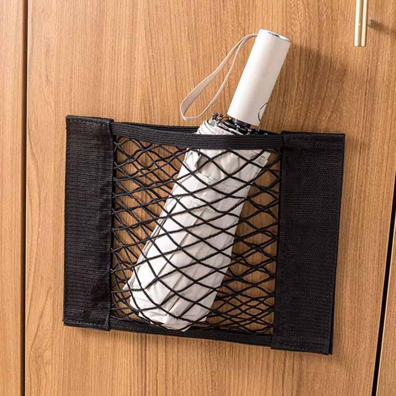 Сетчатый карман для хранения вещей, домашний кухонный шкаф, дверца, клейкая сумка для мелочей, эластичный карман с нейлоновой застежкой, автомобильный органайзер