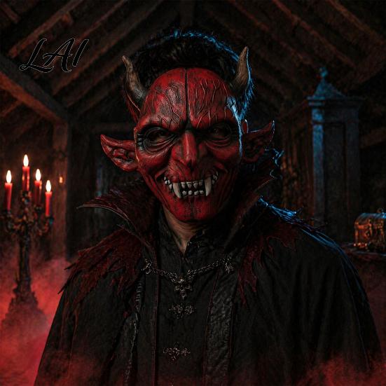 Realistic Halloween Masque Scary Demon for Adults Horror Red Devil Full Bloodshot Texture Mask Face Party Haunted House Cosplay Prop Durable Fancy
