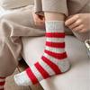 Women's Chunky Knit Wool Mid-Calf Socks: Color Block, Warm, Thick, Soft, Striped, Slouch Style for Autumn & Winter