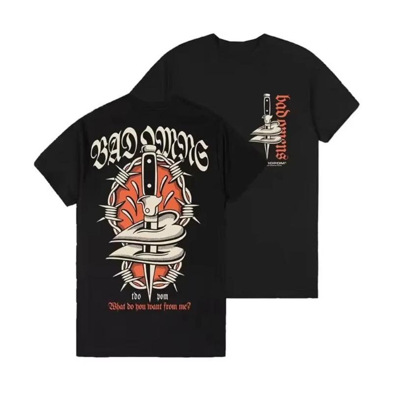 Bad OUnisexs Band Metal Core Rock American Retro Casual Loose Print Unisexs and Womens Cotton Shortsleeved Tshirt Summer T Shirt