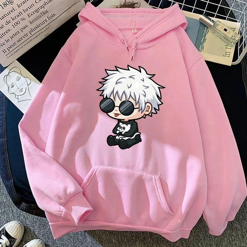 Anime Jujutsu Kaisen Satoru Gojo Cute Cartoon Graphic Printed Hoodie Women Sweatshirts Unisex Streetwear 2025 Autumn Winter Tops